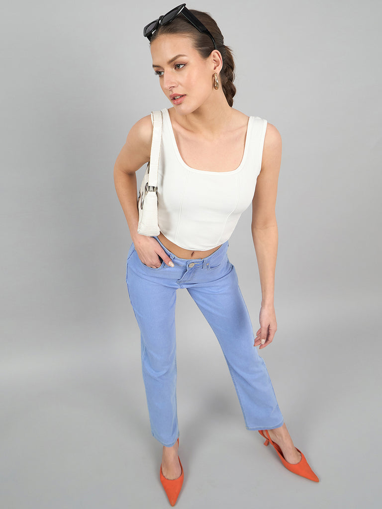 Style Quotient Women Light Blue Straight Fit High Rise Stretchable Jeans-Jeans-StyleQuotient