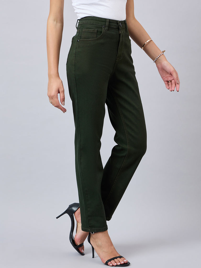 Style Quotient Women Olive Straight Fit High Rise Stretchable Jeans-Jeans-StyleQuotient