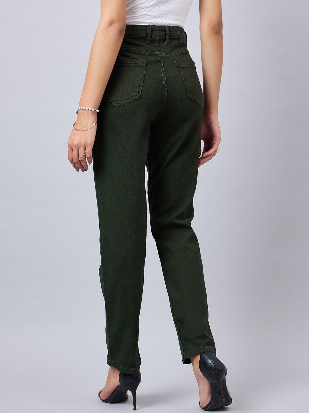 Style Quotient Women Olive Straight Fit High Rise Stretchable Jeans-Jeans-StyleQuotient