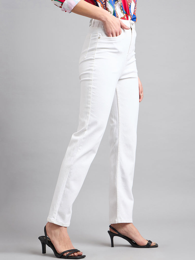 Style Quotient Women White Straight Fit High Rise Stretchable Jeans-Jeans-StyleQuotient
