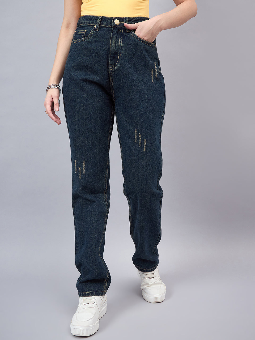 Style Quotient Women Relaxed Fit High Rise Cotton Jeans-Jeans-StyleQuotient