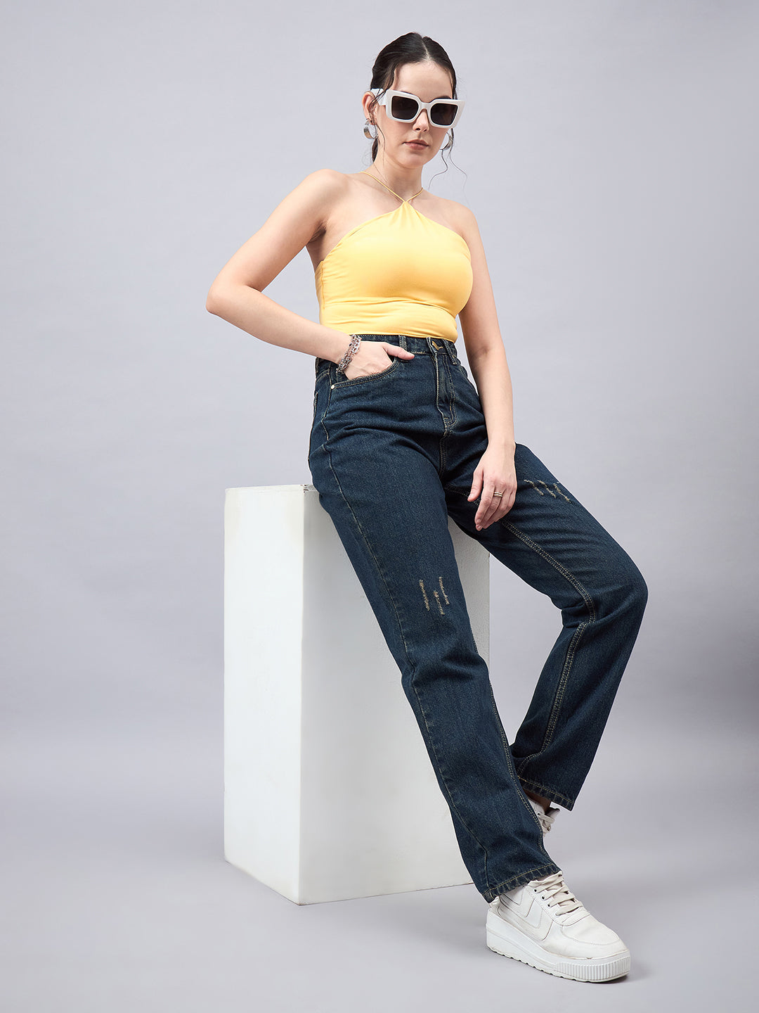 Style Quotient Women Relaxed Fit High Rise Cotton Jeans-Jeans-StyleQuotient