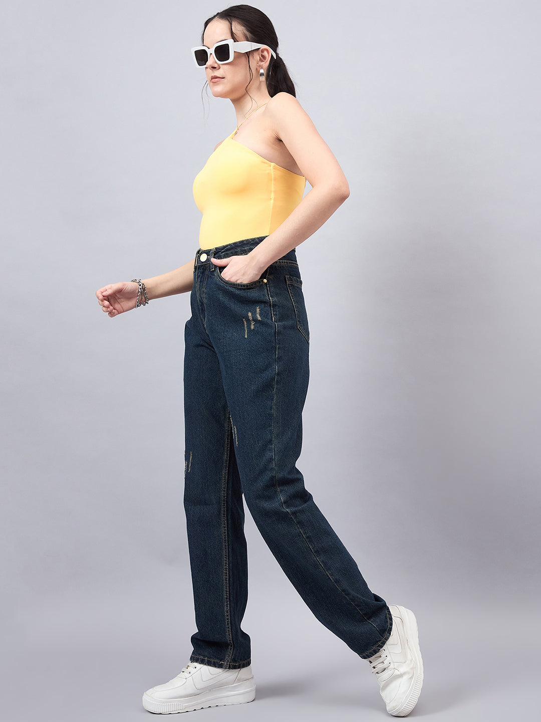 Style Quotient Women Relaxed Fit High Rise Cotton Jeans-Jeans-StyleQuotient