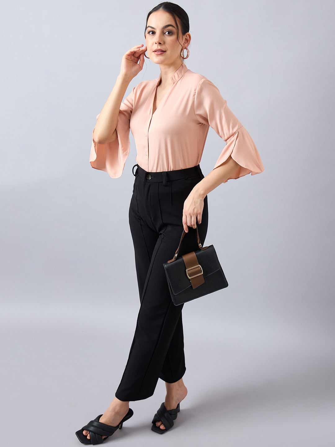 Style Quotient Women Solid Nude Polymoss Regular Fit Formal Shirt-Shirts-StyleQuotient