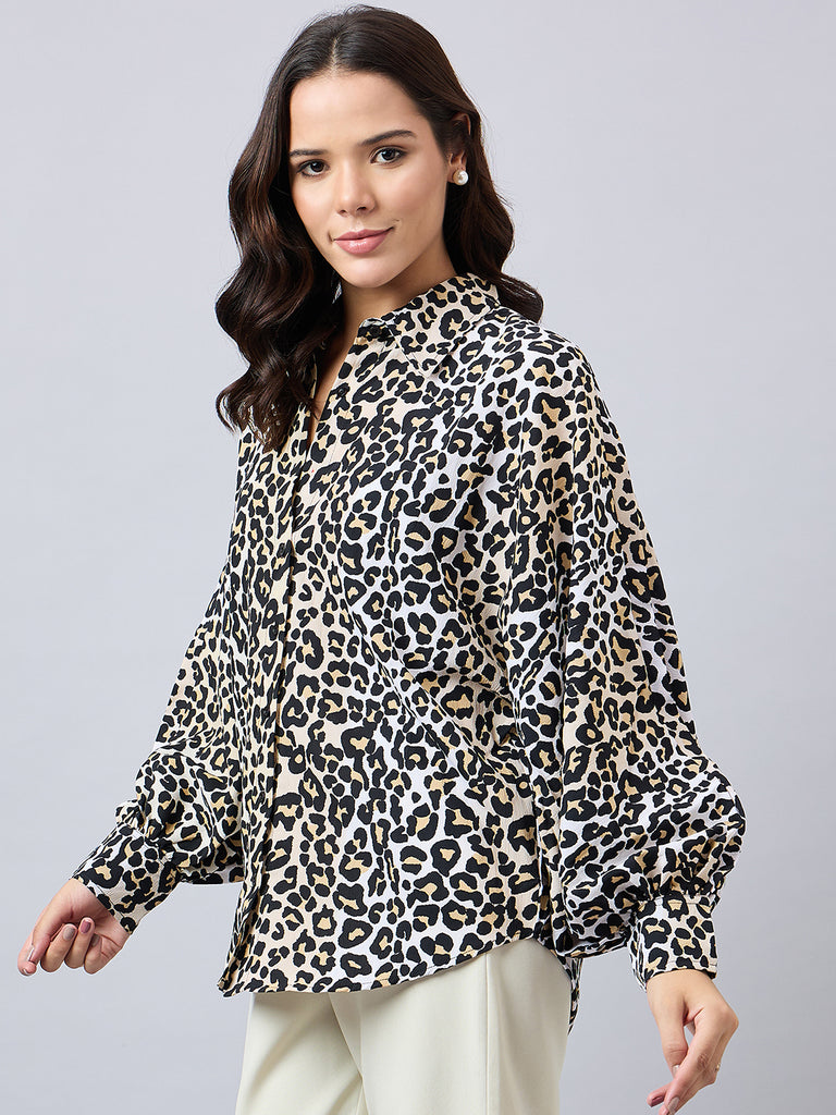 Style Quotient Women Animal Print Oversize Shirt with Full Sleeves-Shirts-StyleQuotient