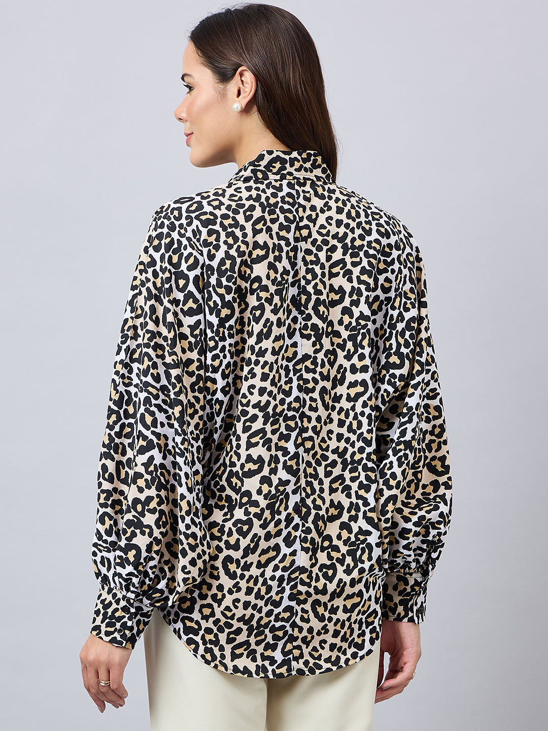 Style Quotient Women Animal Print Oversize Shirt with Full Sleeves-Shirts-StyleQuotient