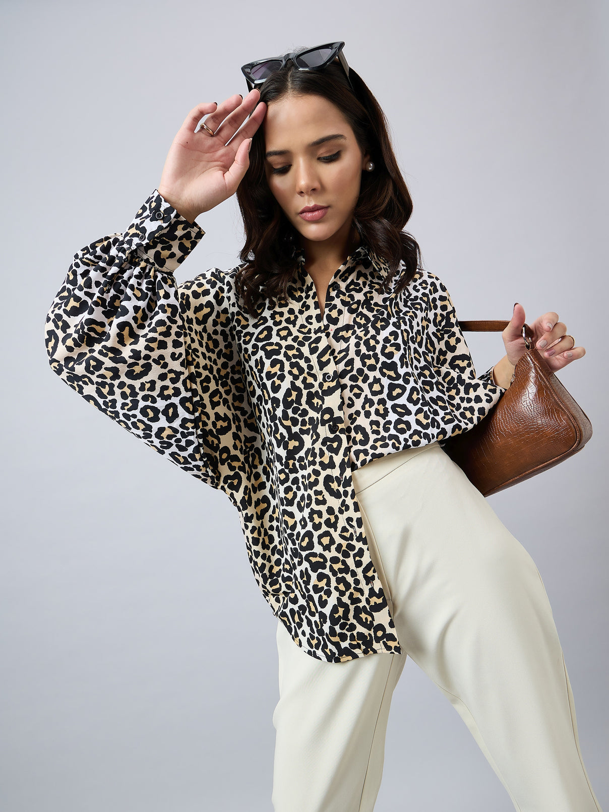 Style Quotient Women Animal Print Oversize Shirt with Full Sleeves-Shirts-StyleQuotient