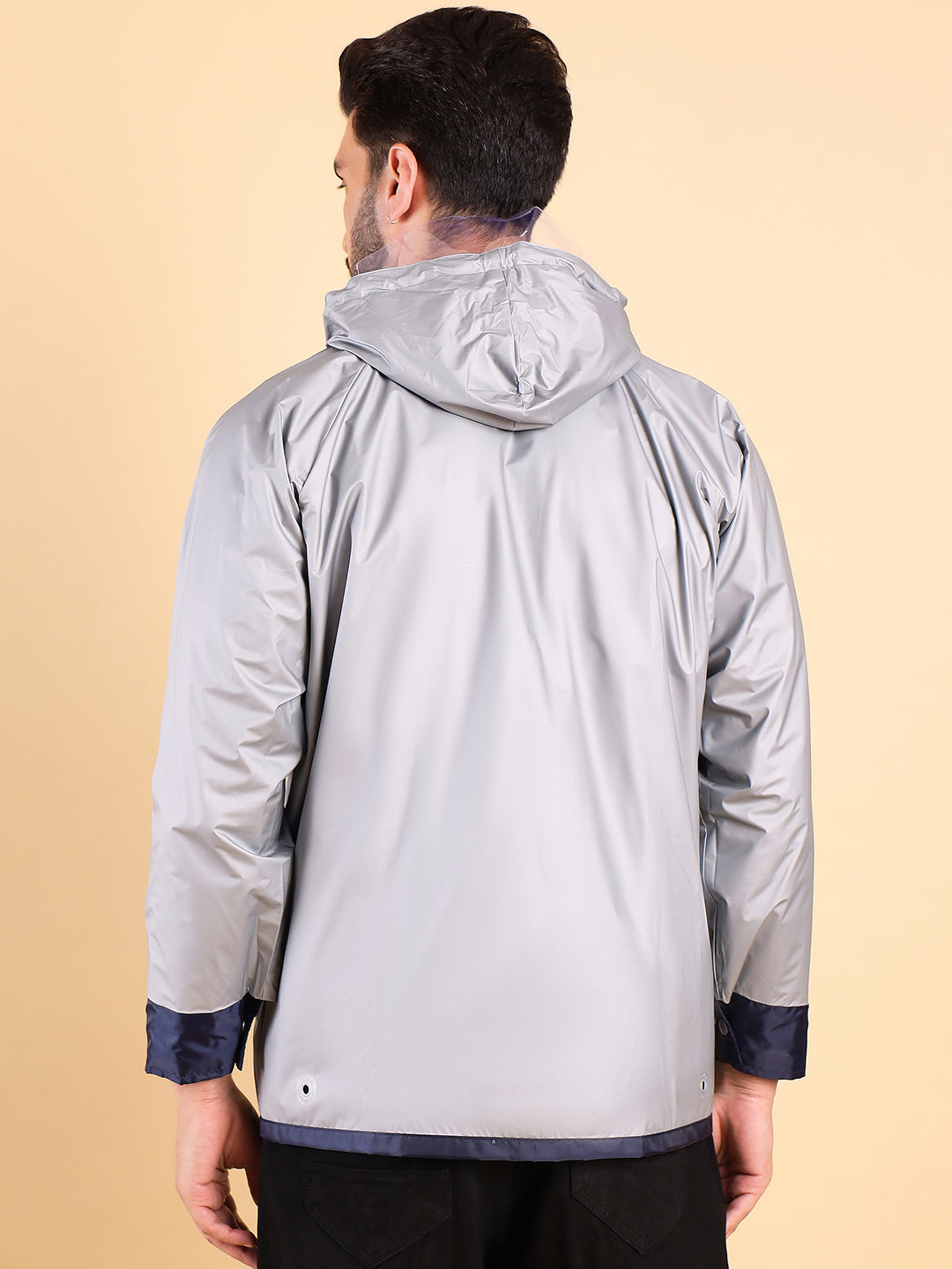 Style Quotient Men Reversible Solid Navy Nylon Rain Jacket-Rain Jacket-StyleQuotient