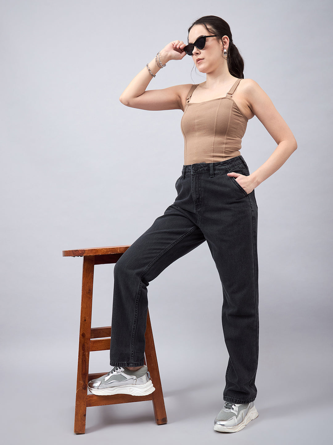 Style Quotient Women Relaxed Fit High Rise Cotton Jeans-Jeans-StyleQuotient