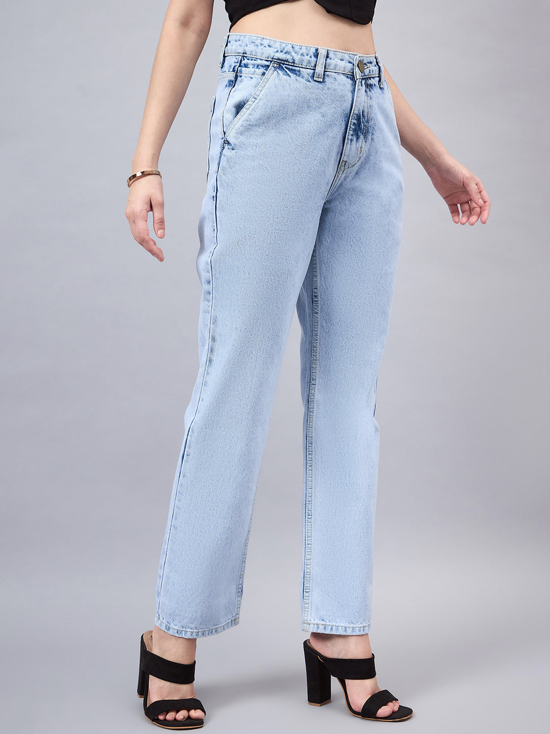 Style Quotient Women Relaxed Fit High Rise Cotton Jeans-Jeans-StyleQuotient