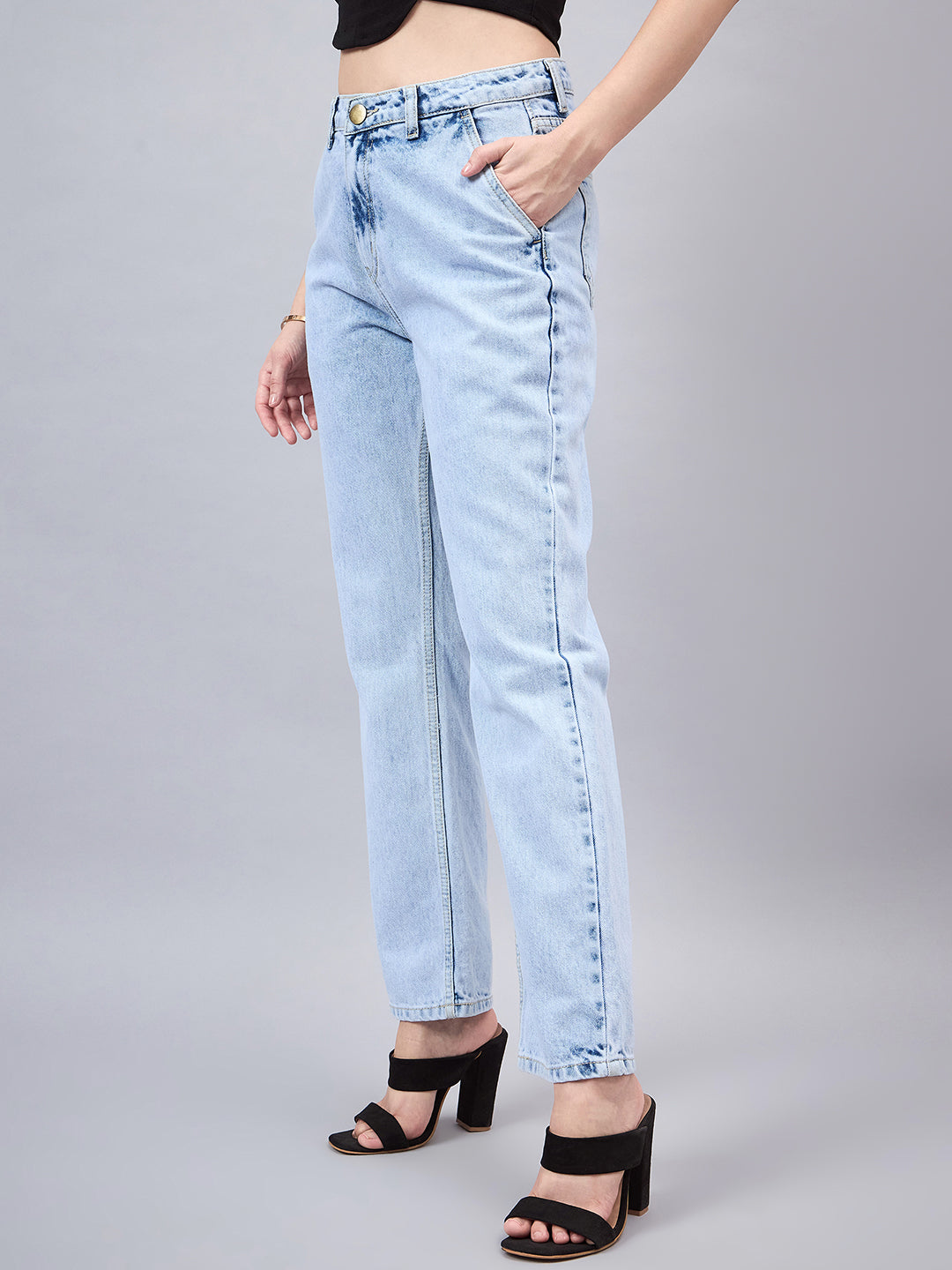 Style Quotient Women Relaxed Fit High Rise Cotton Jeans-Jeans-StyleQuotient