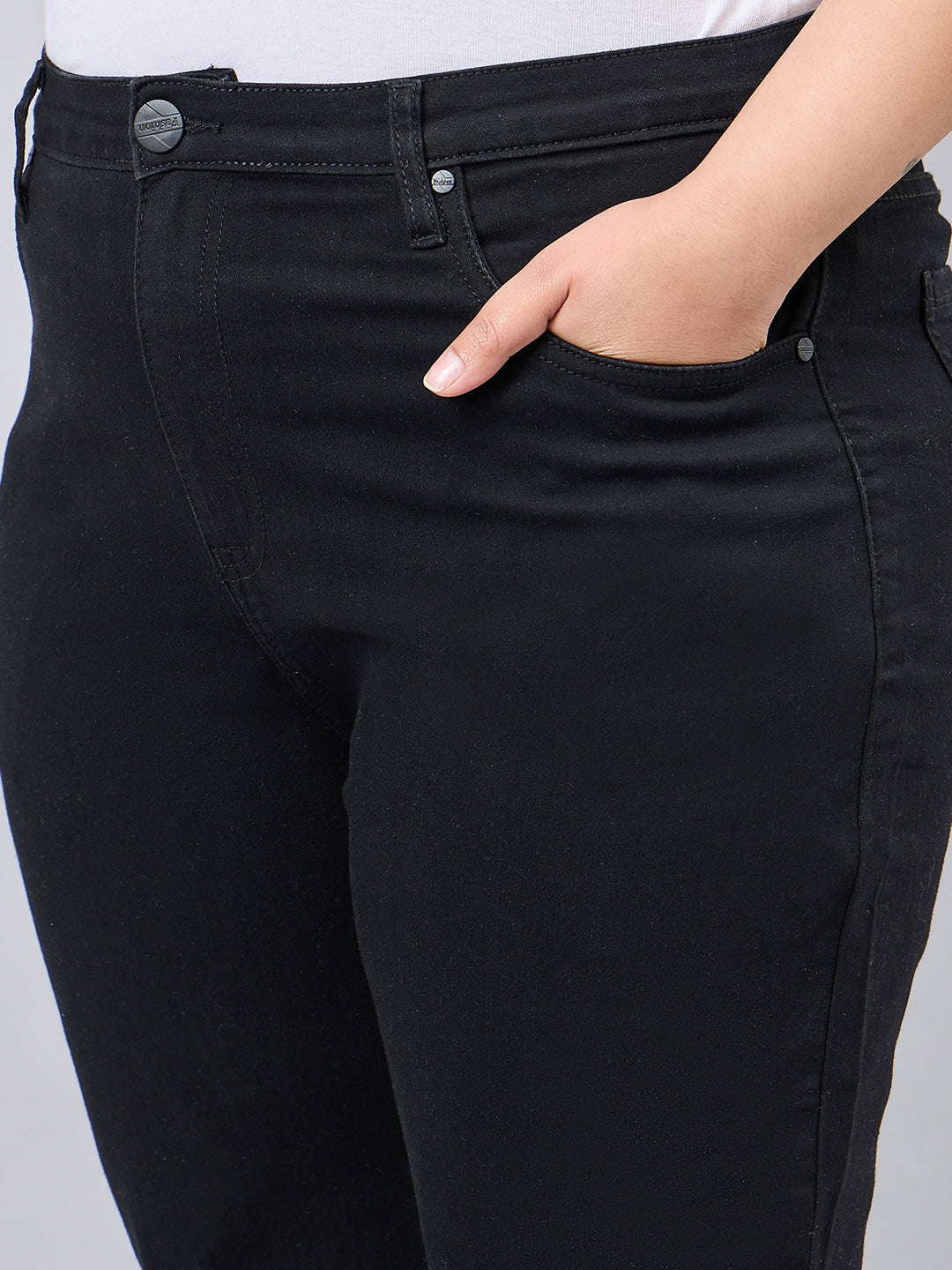 Style Quotient Women Plus Size Black Boot Cut High Rise Stretchable Jeans-Jeans-StyleQuotient