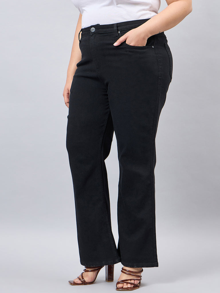 Style Quotient Women Plus Size Black Boot Cut High Rise Stretchable Jeans-Jeans-StyleQuotient
