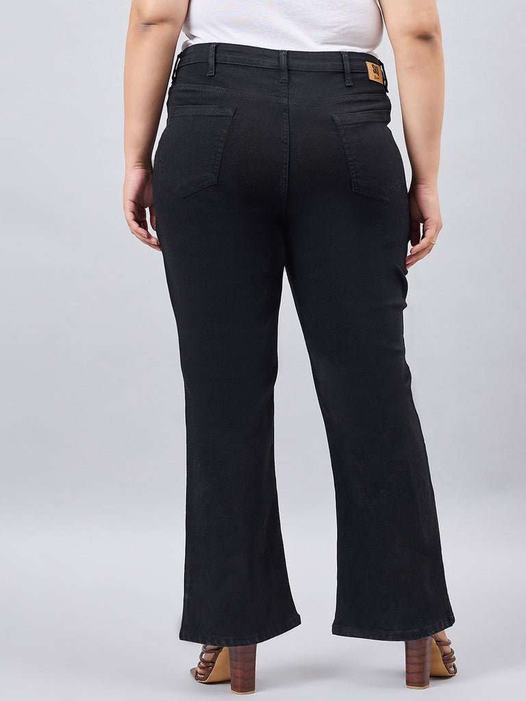 Style Quotient Women Plus Size Black Boot Cut High Rise Stretchable Jeans-Jeans-StyleQuotient