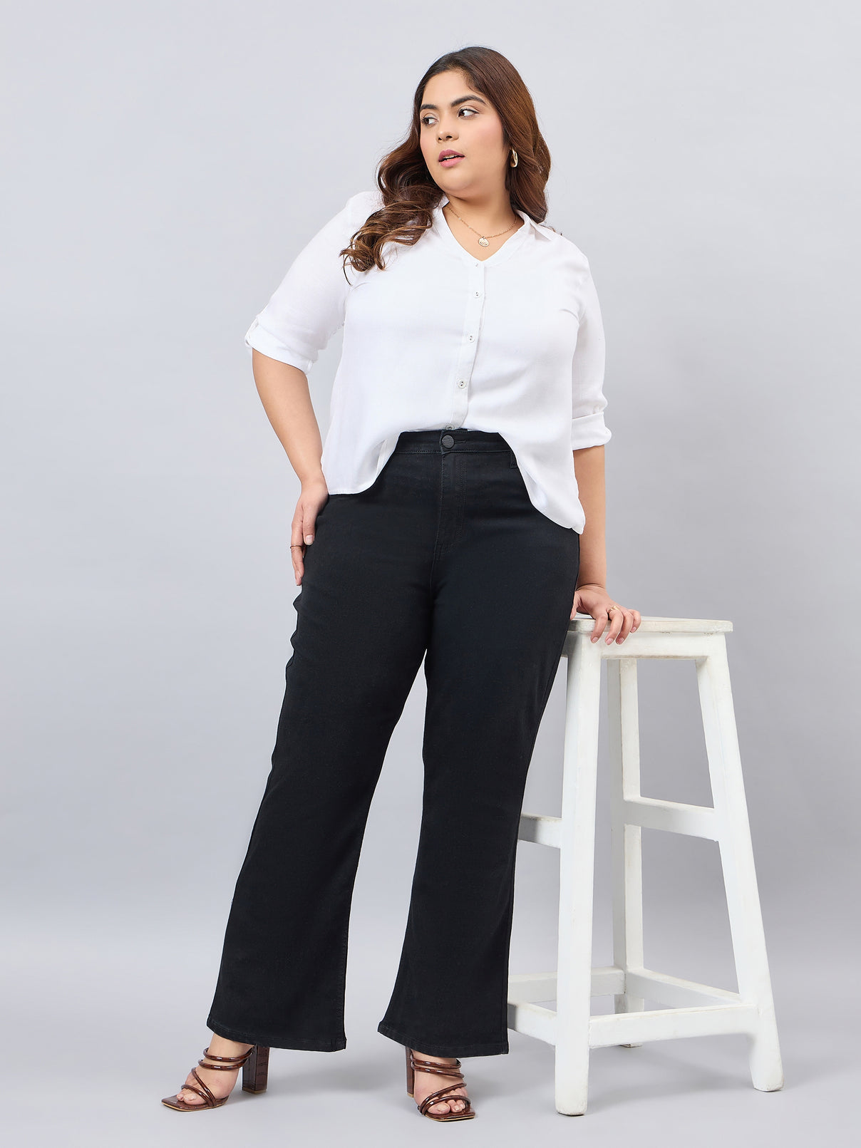 Style Quotient Women Plus Size Black Boot Cut High Rise Stretchable Jeans-Jeans-StyleQuotient