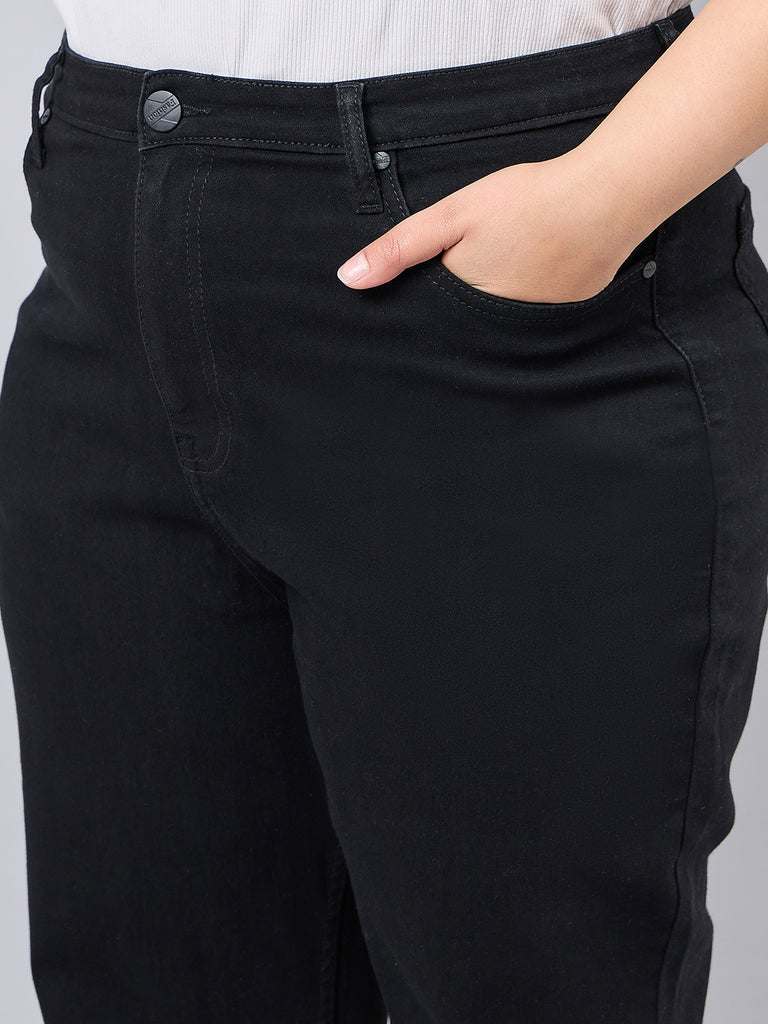 Style Quotient Women Plus Size Black Straight Fit High Rise Stretchable Jeans-Jeans-StyleQuotient