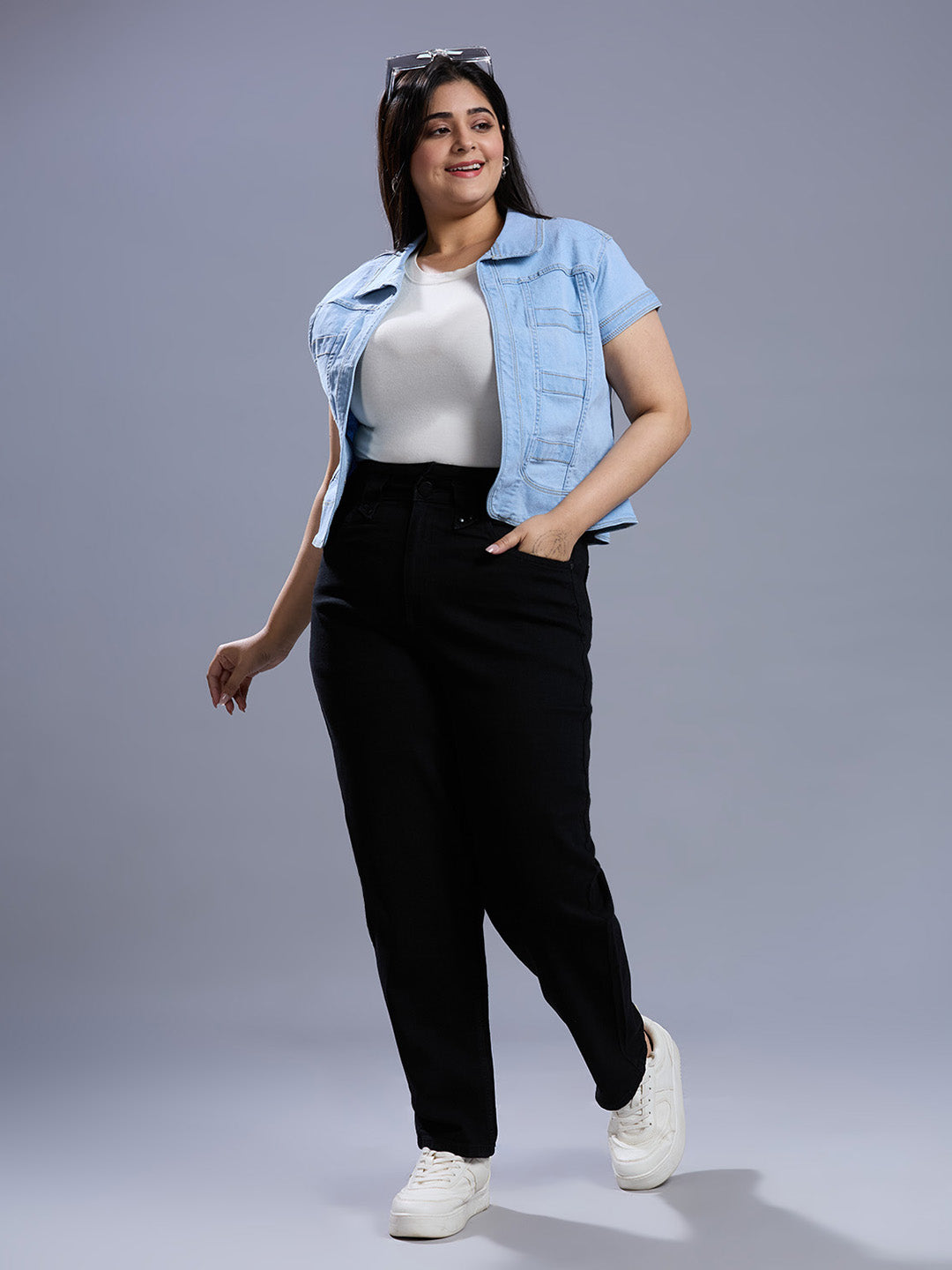 Style Quotient Women Plus Size Black Straight Fit High Rise Stretchable Jeans-Jeans-StyleQuotient