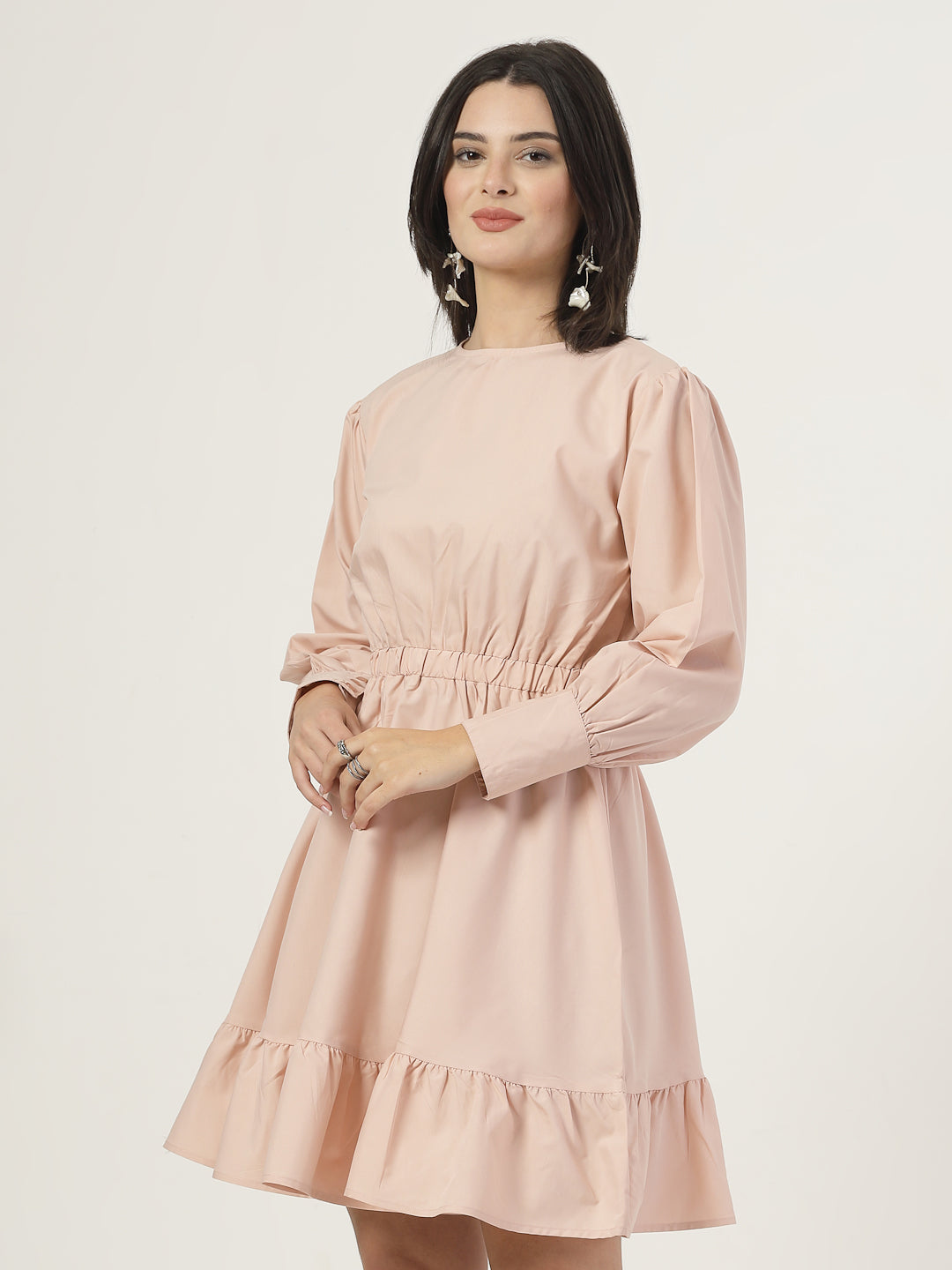 Style Quotient Women Solid Nude Regular Fit Smart Casual Polycotton Dress-Dresses-StyleQuotient