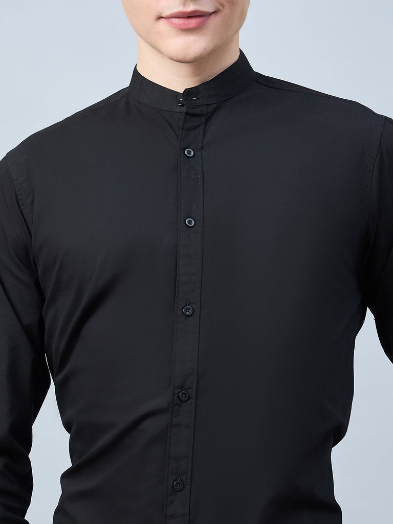 Style Quotient Men Black Cotton Solid Formal Shirt-Mens Shirt-StyleQuotient