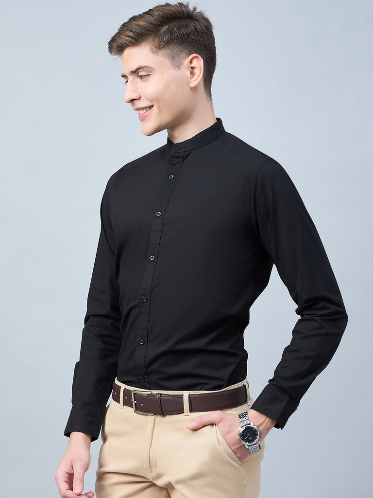 Style Quotient Men Black Cotton Solid Formal Shirt-Mens Shirt-StyleQuotient