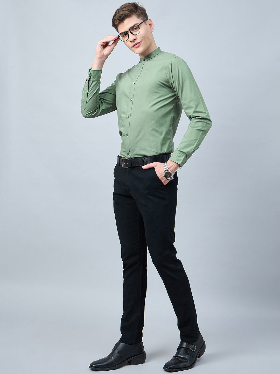 Style Quotient Men Green Cotton Solid Formal Shirt Style Quotient Men Green Cotton Solid Formal Shirt