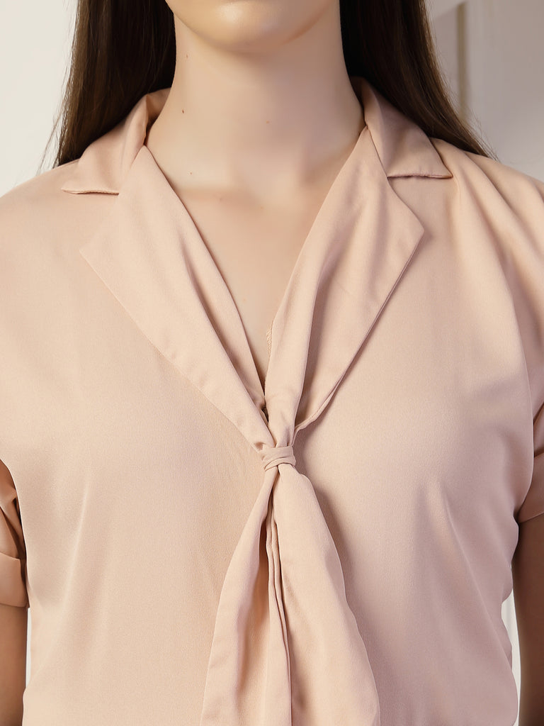 Style Quotient Women Solid Nude Regular Fit Formal Top-Tops-StyleQuotient