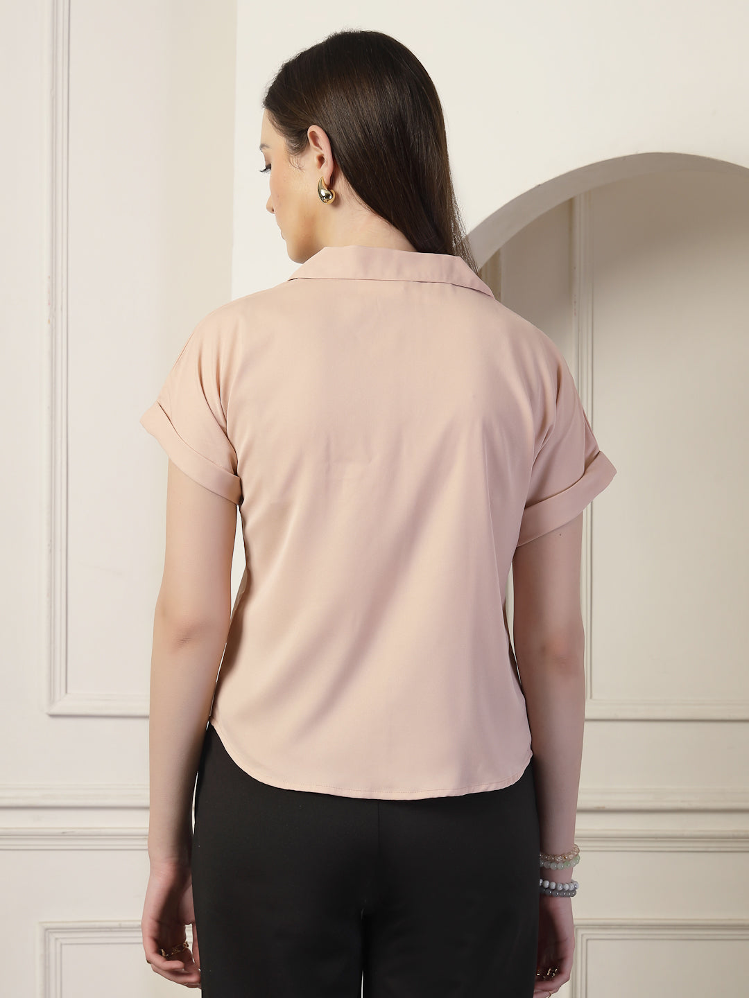 Style Quotient Women Solid Nude Regular Fit Formal Top-Tops-StyleQuotient