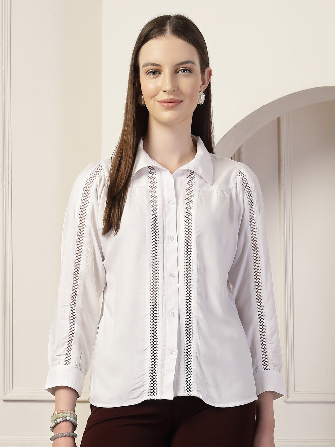 Style Quotient Women White Relaxed Shirt-Shirts-StyleQuotient