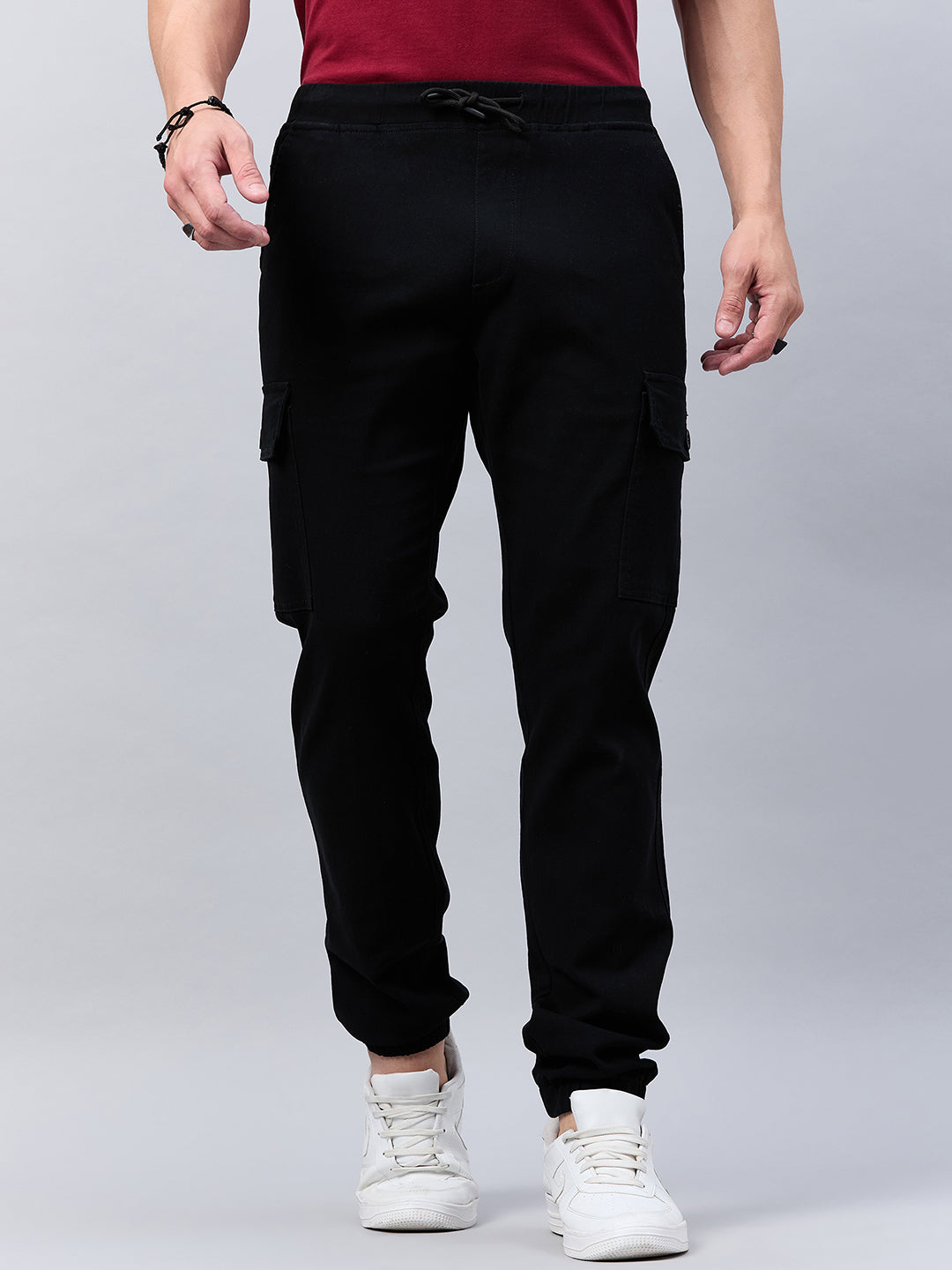 Style Quotient Men Black Stretchable Jogger Trouser-Mens Trousers-StyleQuotient