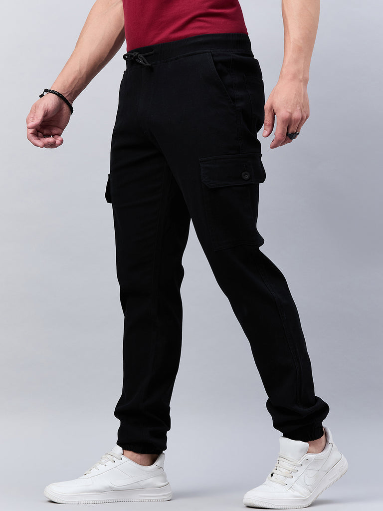 Style Quotient Men Black Stretchable Jogger Trouser-Mens Trousers-StyleQuotient