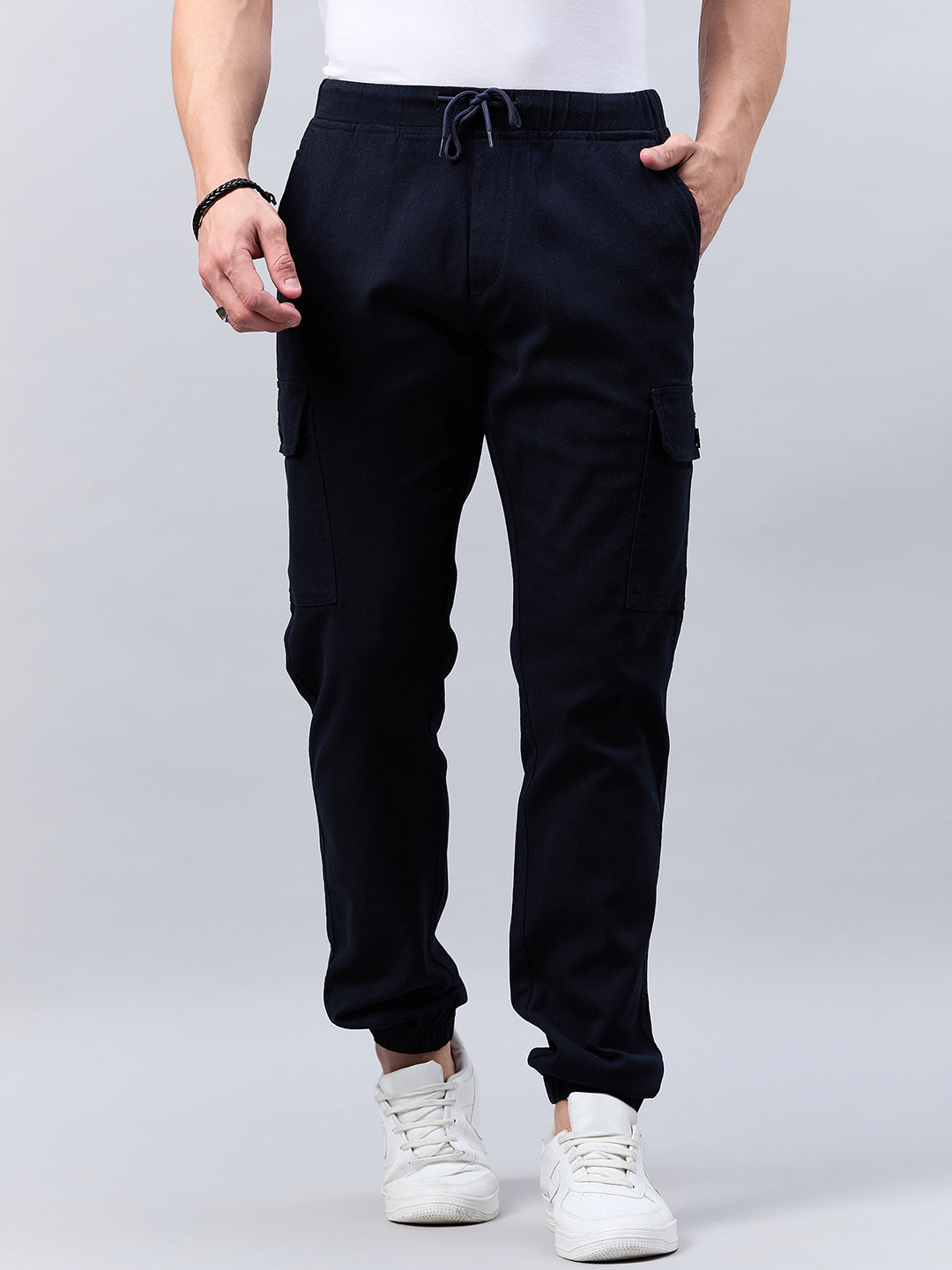 Style Quotient Men Navy Stretchable Jogger Trouser-Mens Trousers-StyleQuotient