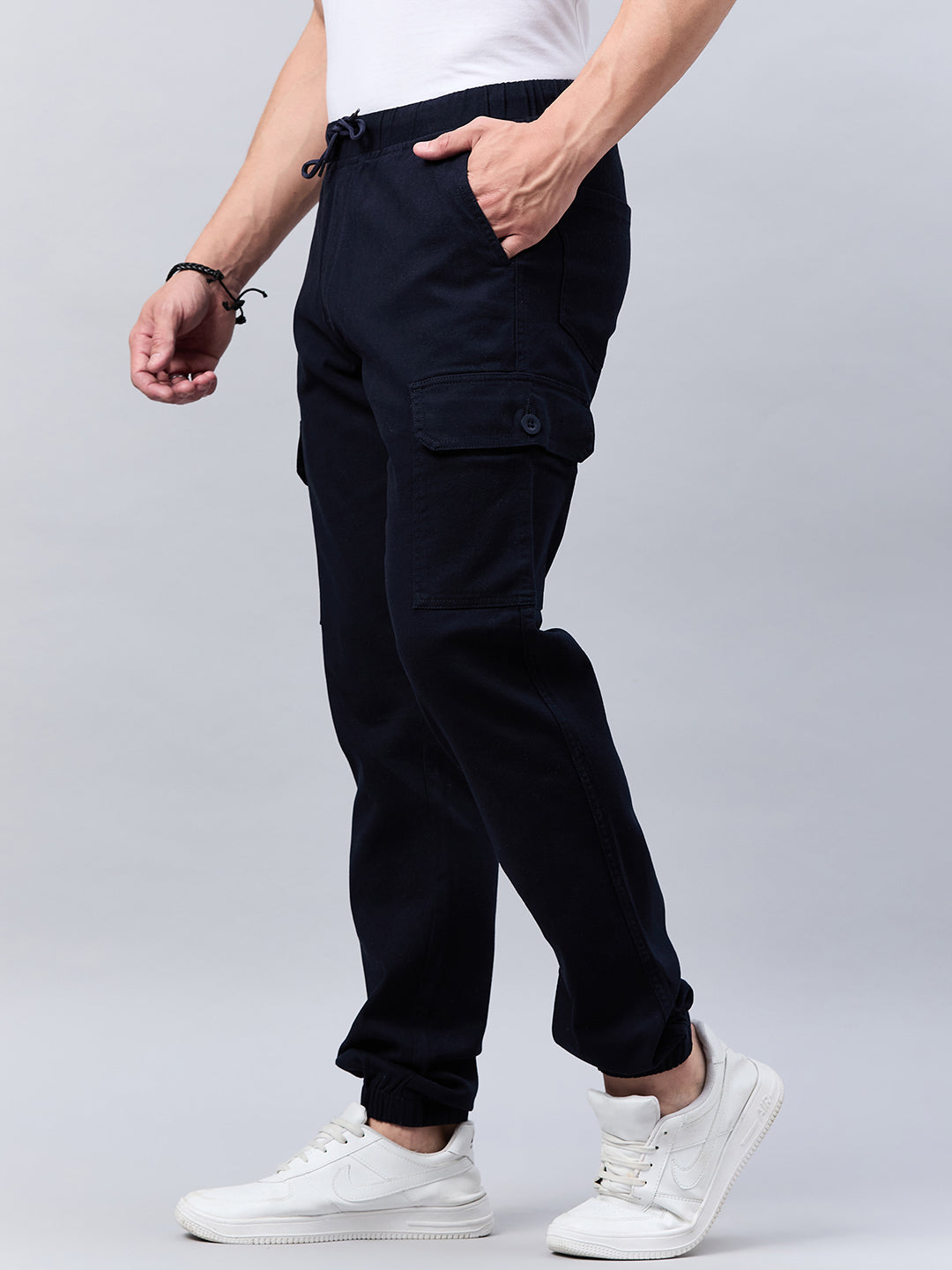 Style Quotient Men Navy Stretchable Jogger Trouser-Mens Trousers-StyleQuotient