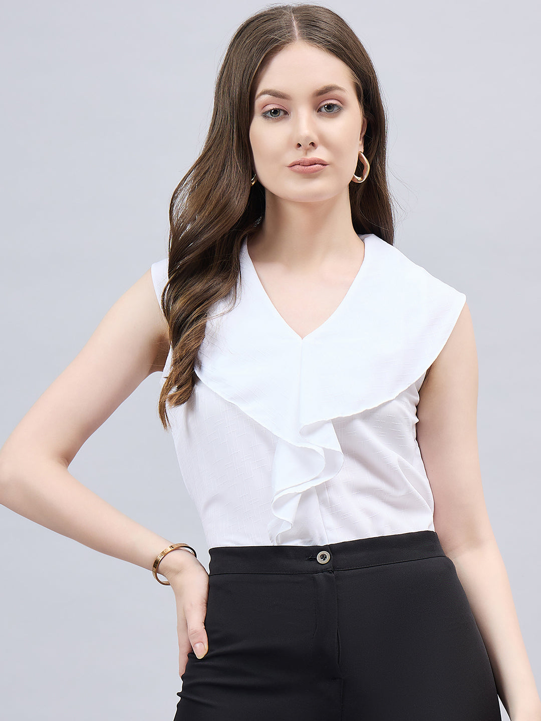 Style Quotient Women White Sleeveless Top-Tops-StyleQuotient