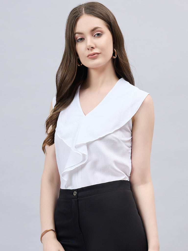 Style Quotient Women White Sleeveless Top-Tops-StyleQuotient