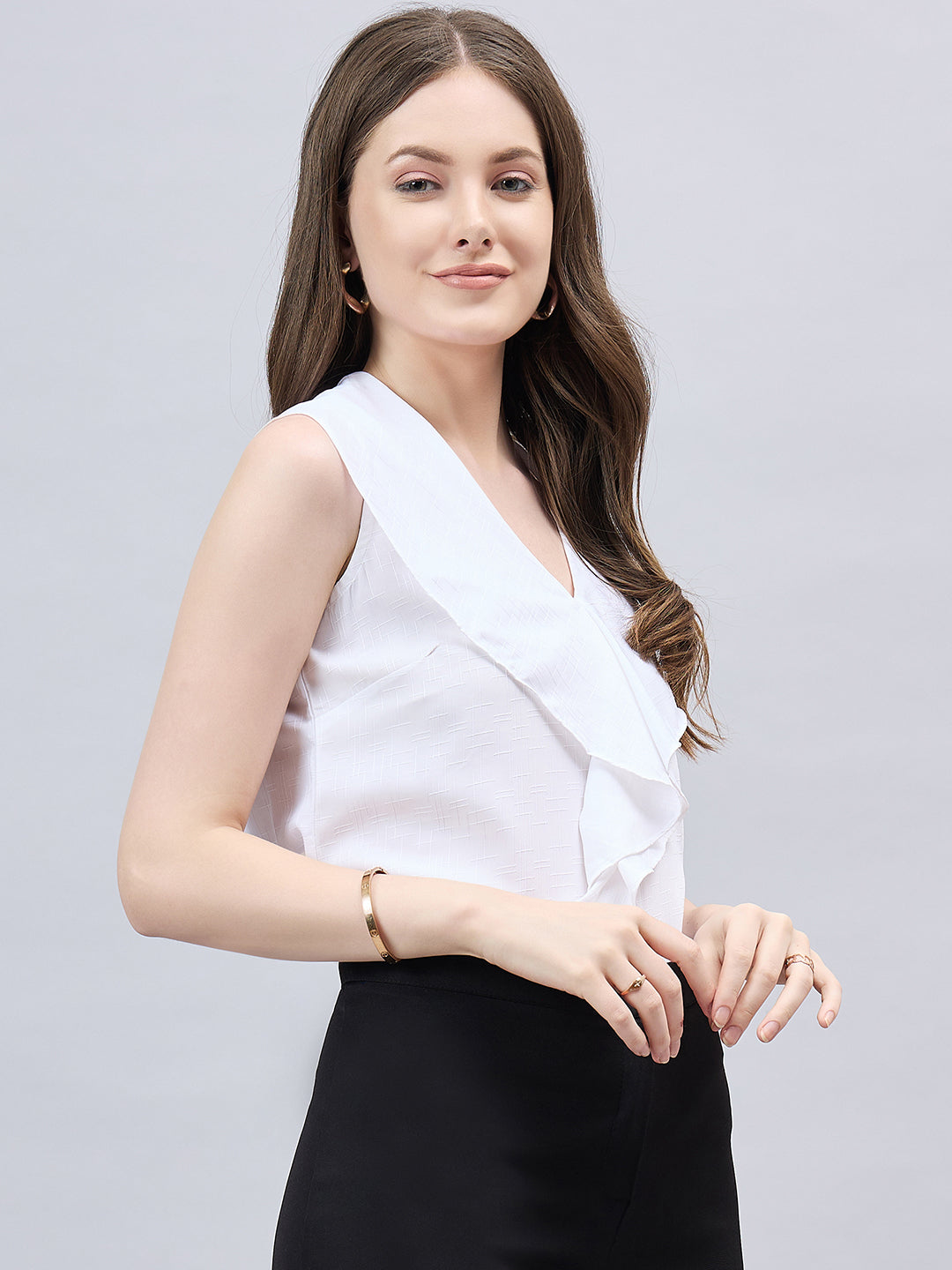 Style Quotient Women White Sleeveless Top-Tops-StyleQuotient