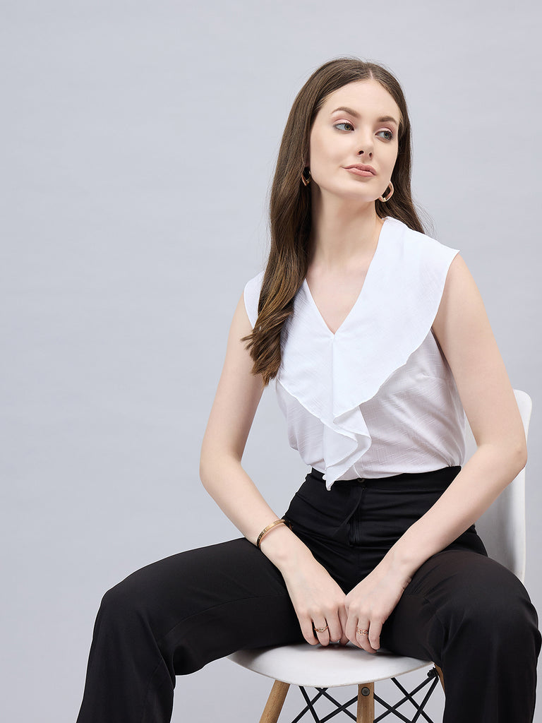 Style Quotient Women White Sleeveless Top-Tops-StyleQuotient