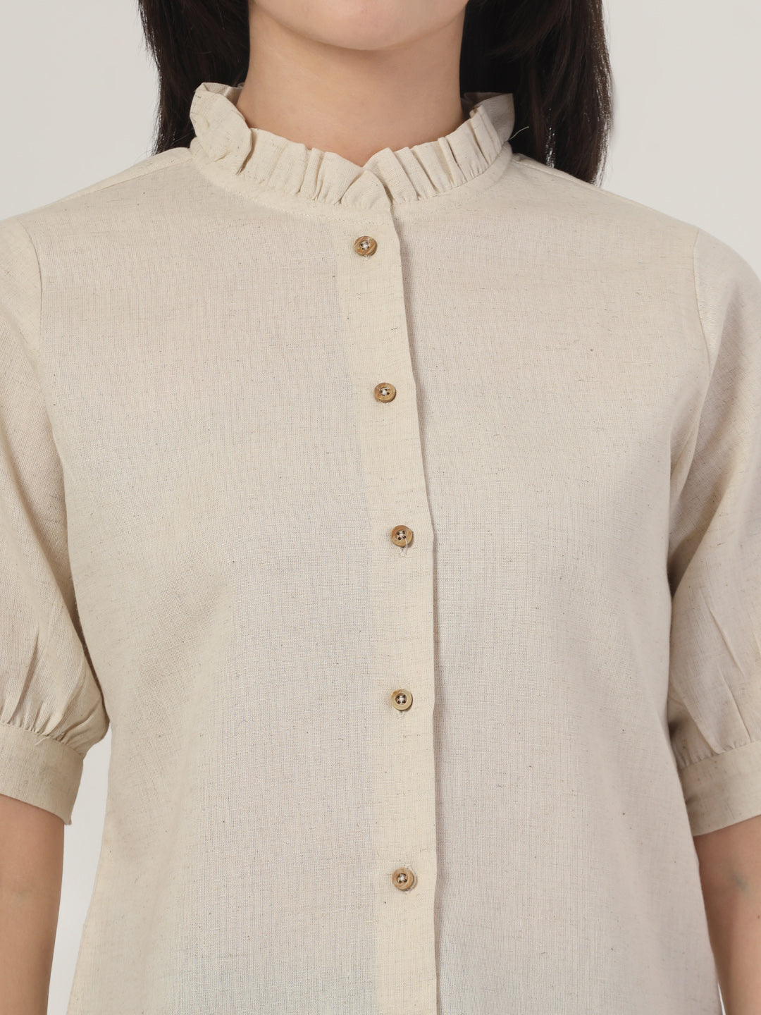 Style Quotient Women Solid Beige Regular Fit Flex Formal Shirt-Shirts-StyleQuotient
