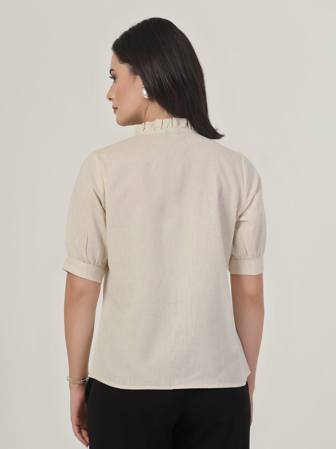 Style Quotient Women Solid Beige Regular Fit Flex Formal Shirt-Shirts-StyleQuotient