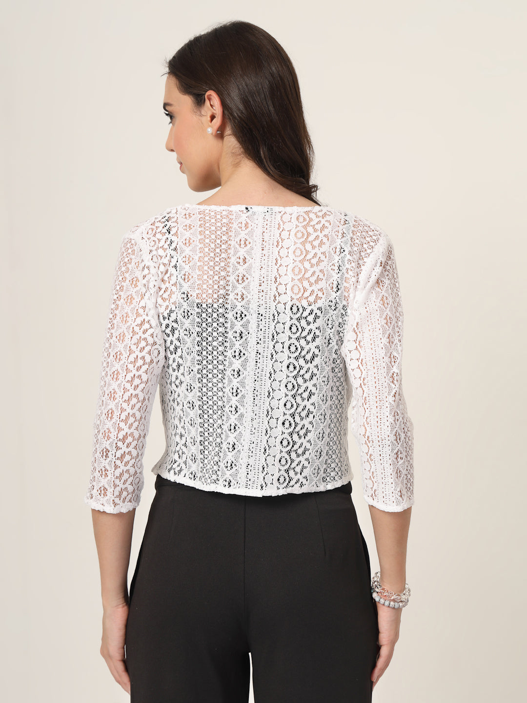 Style Quotient Women White Solid Lace Shrug-Shrug-StyleQuotient