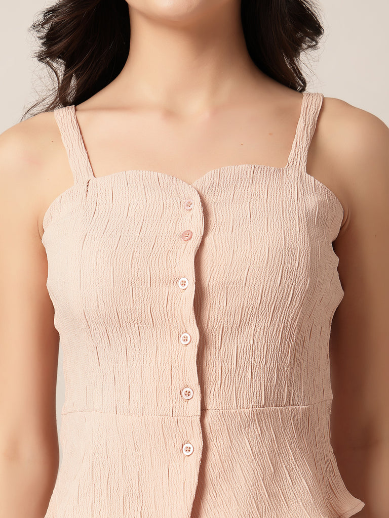 Style Quotient Women Peach Sleeveless Top-Tops-StyleQuotient
