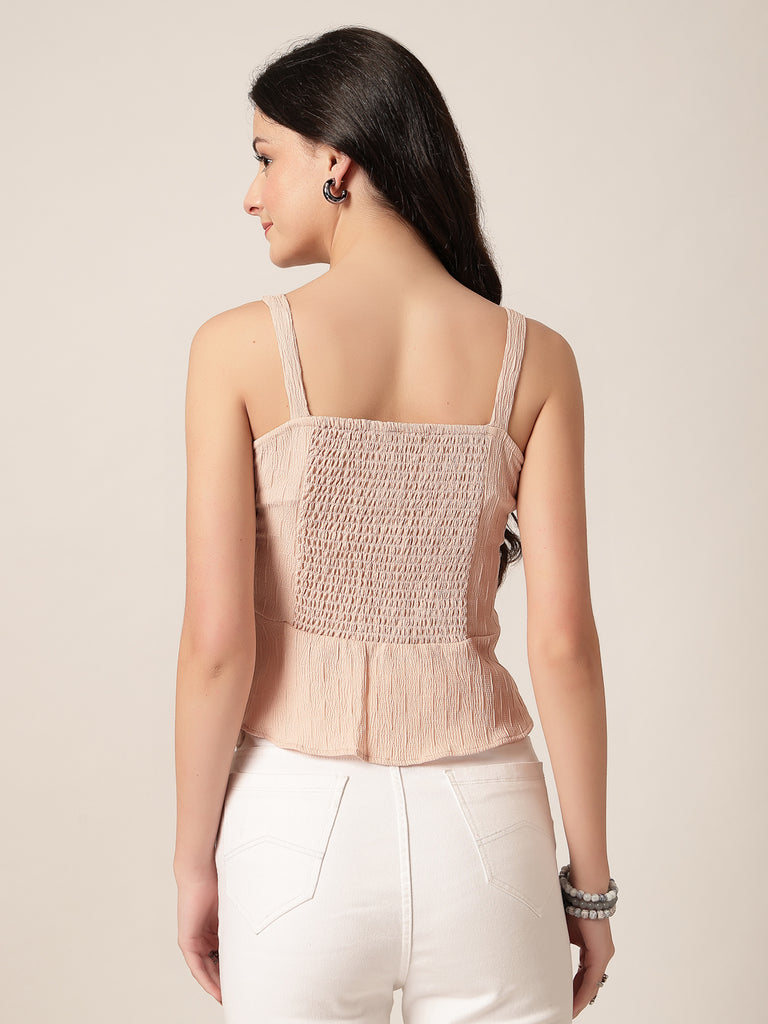 Style Quotient Women Peach Sleeveless Top-Tops-StyleQuotient