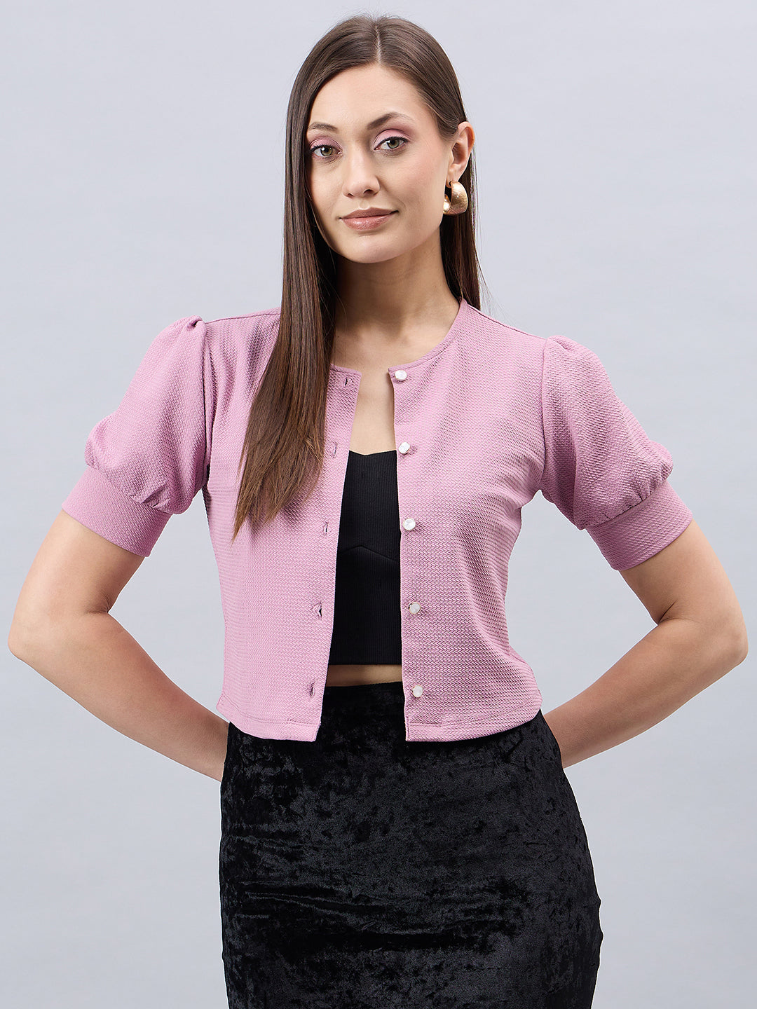 Style Quotient Women Solid Dusty Rose Polyknit Casual Open Front Shrug-Shrug-StyleQuotient