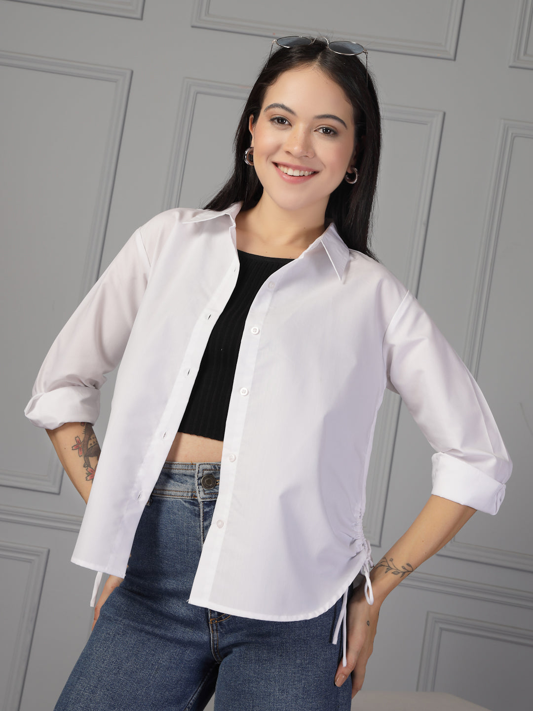 Style Quotient Women Solid White Polycotton Formal Relaxed Fit Shirt-Shirts-StyleQuotient