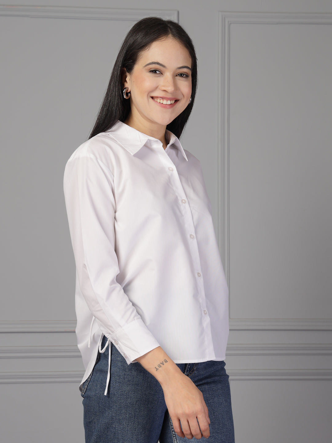 Style Quotient Women Solid White Polycotton Formal Relaxed Fit Shirt-Shirts-StyleQuotient