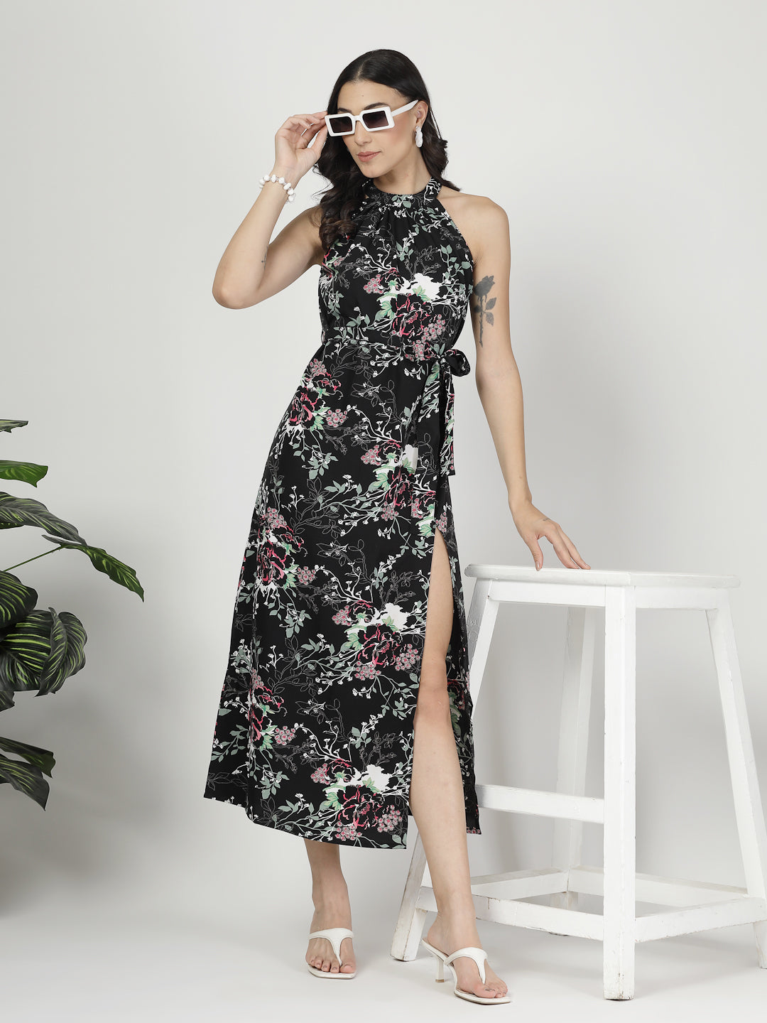Style Quotient Women Printed Smart Casual Polyester Maxi Dress-Dresses-StyleQuotient