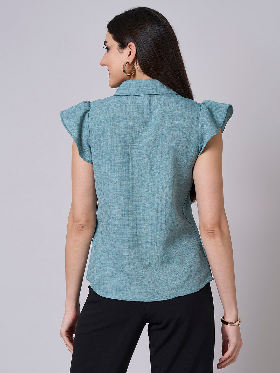 Style Quotient Women Solid Green Polycotton Formal Shirt-Shirts-StyleQuotient