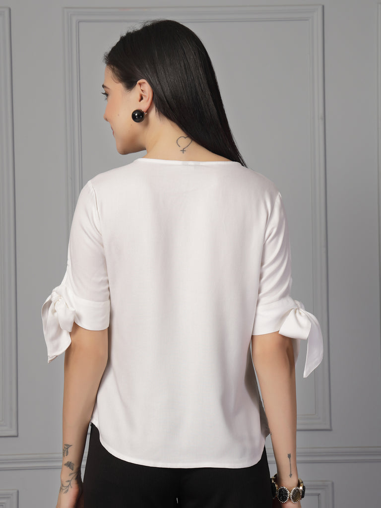 Style Quotient Women White Regular Fit Formal Rayon Top-Tops-StyleQuotient