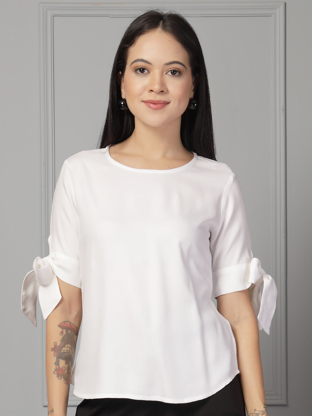 Style Quotient Women White Regular Fit Formal Rayon Top-Tops-StyleQuotient