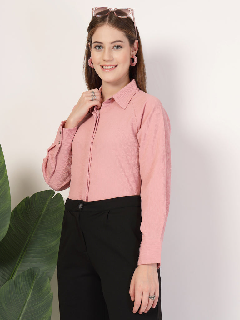 Style Quotient Women Pink Smart Casual shirt-Shirts-StyleQuotient