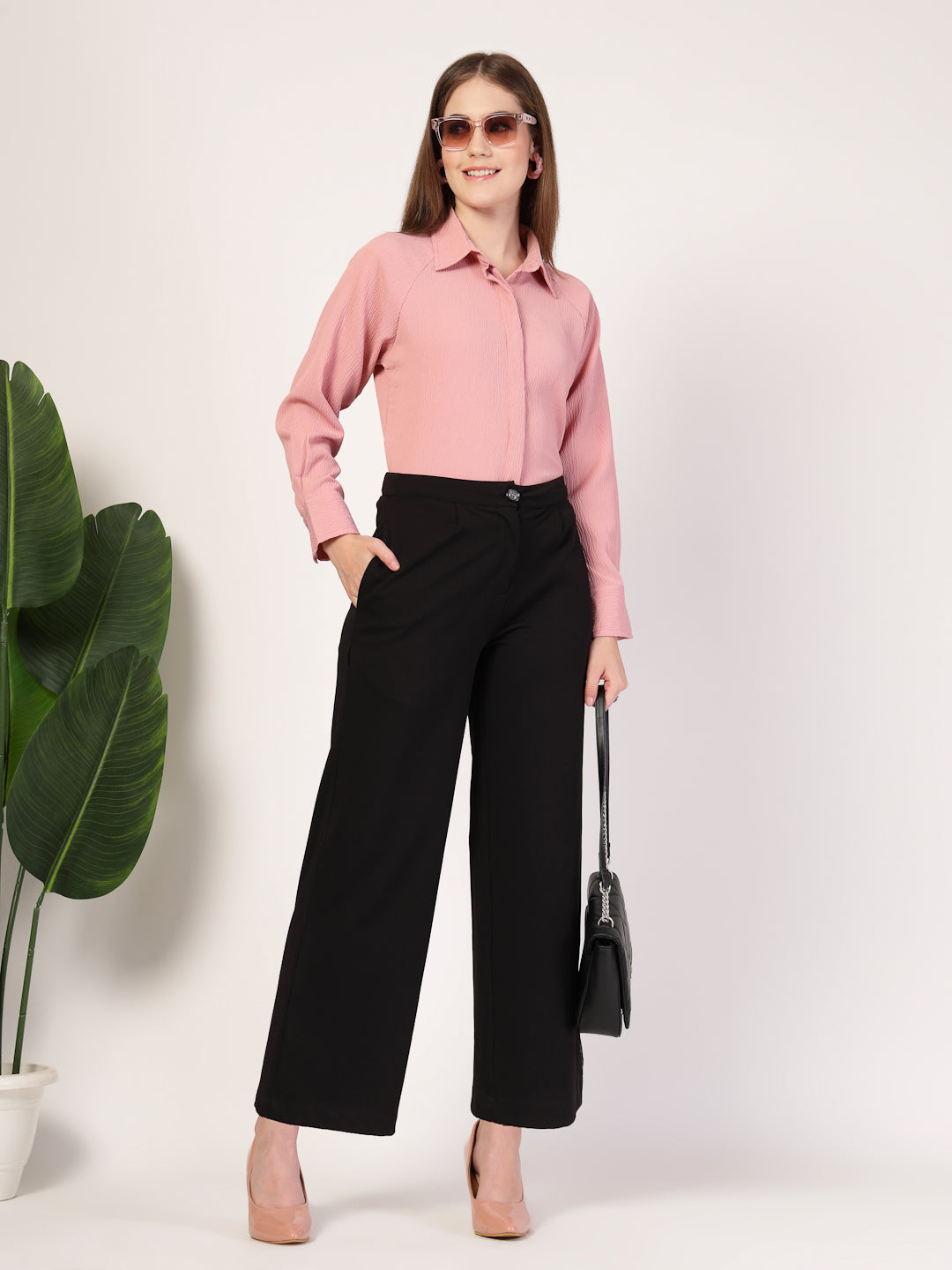 Style Quotient Women Pink Smart Casual shirt-Shirts-StyleQuotient